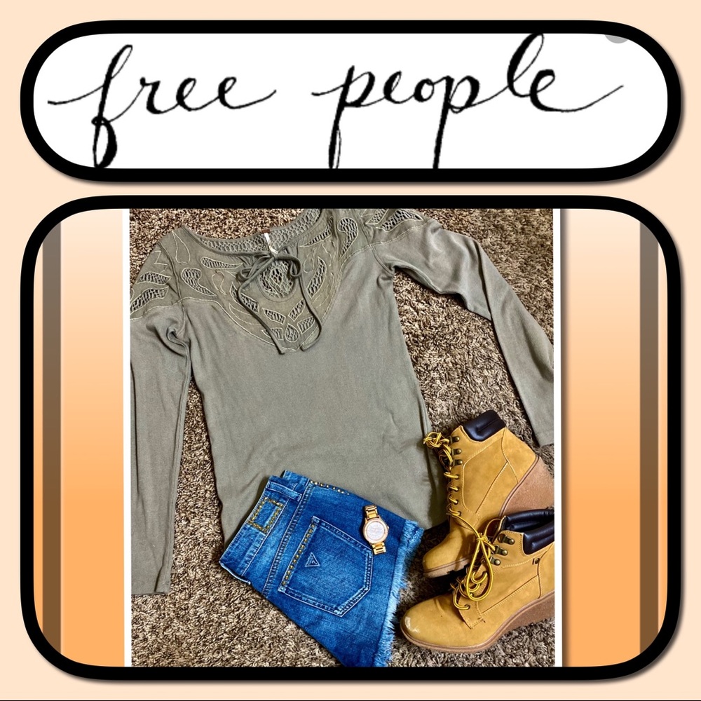 EUC Olive Color Free People Long Sleeve Top